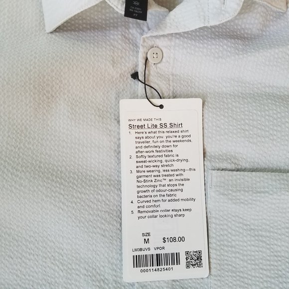 NWT Lululemon Street Lite Short Sleeve Shirt Vapor - Picture 7 of 10